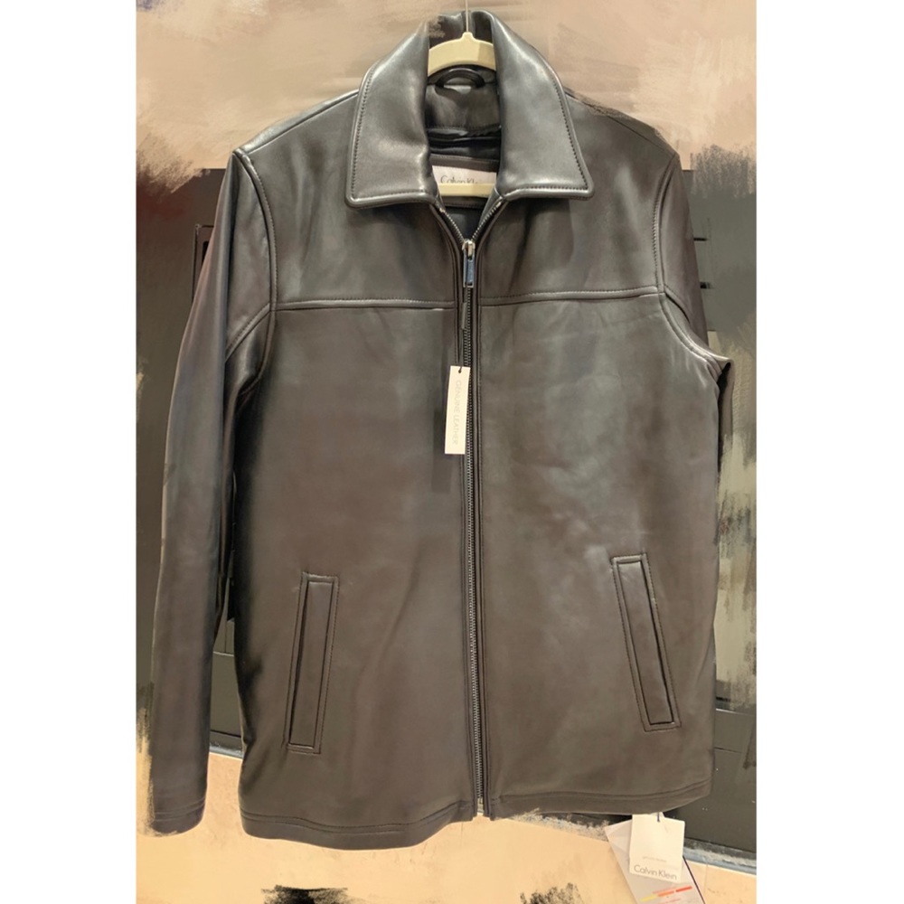 Calvin Klein Genuine Leather Jacket, Detachable 3M liner, NWT, Size S, Black